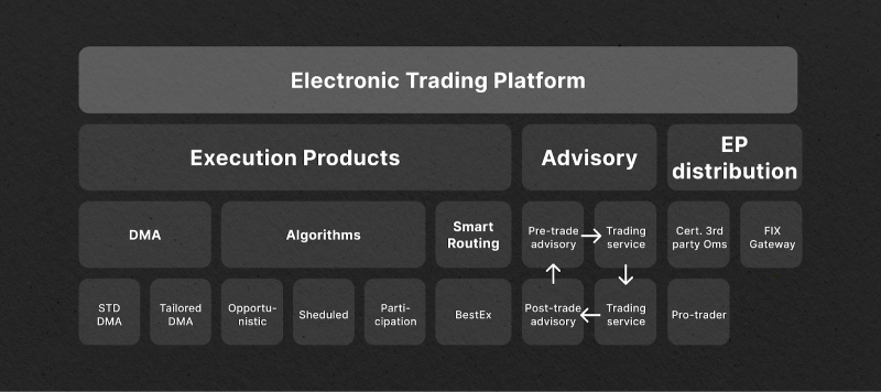 Electronic trading platform model