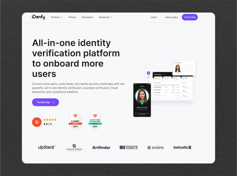 iDenfy's official website