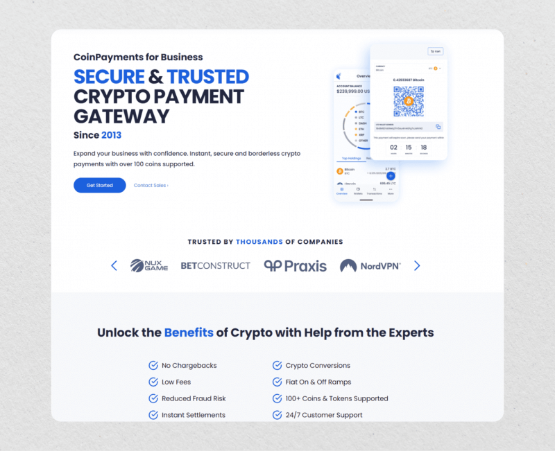 CoinPayments' official website