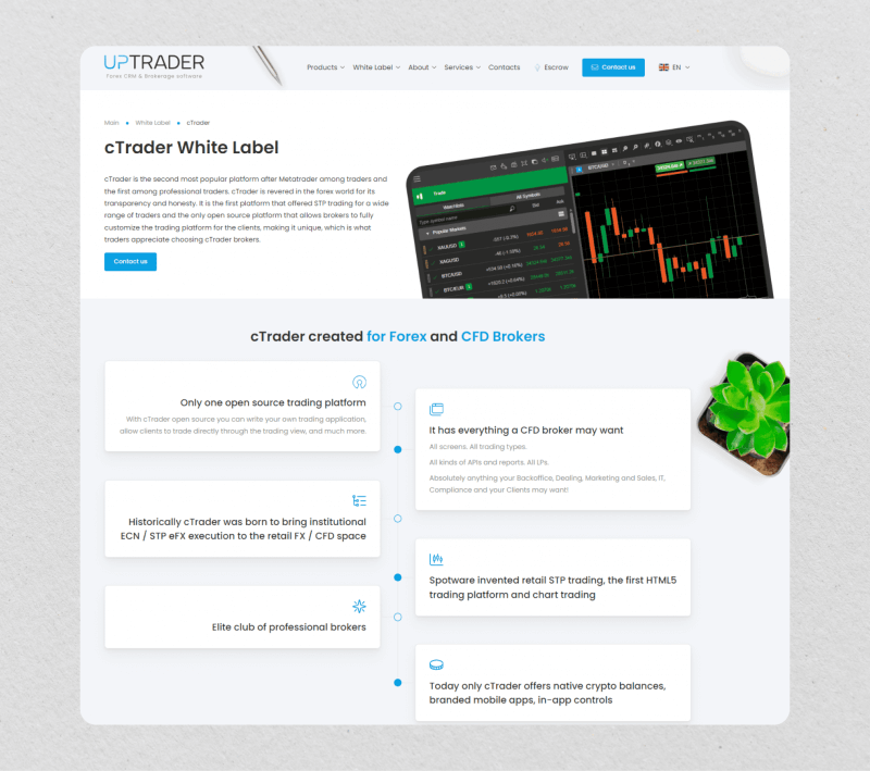 cTrader White Label solution by UpTrader