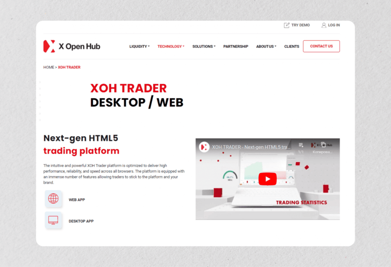 X Open Hub's trading platform
