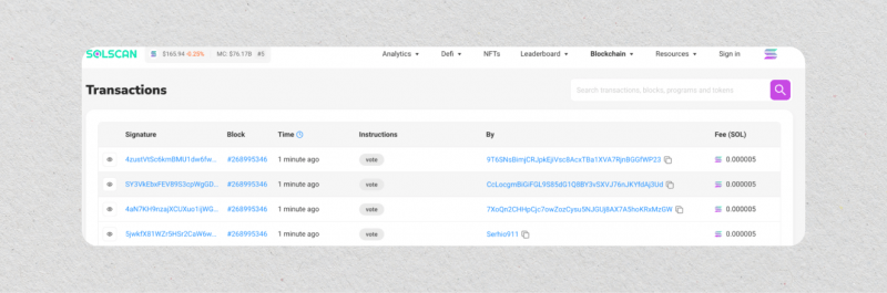 solscan for transactions