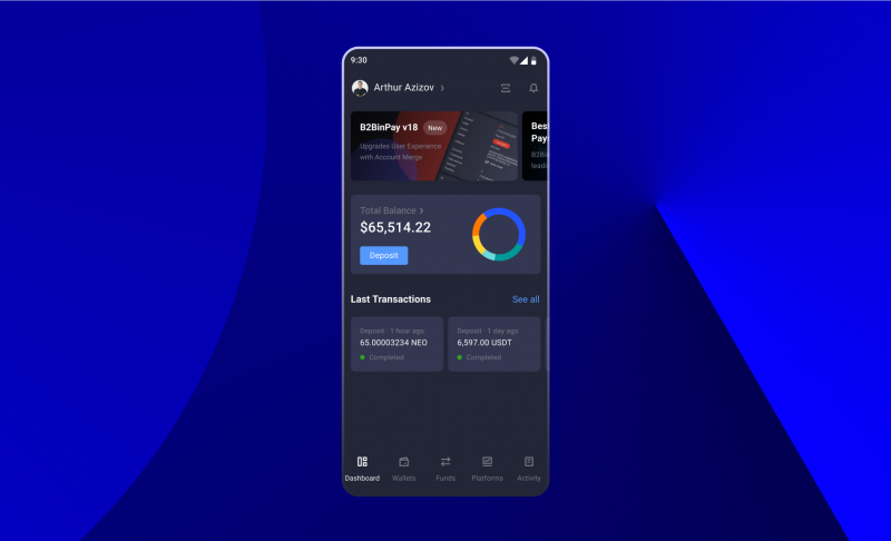 B2CORE Android app dashboard