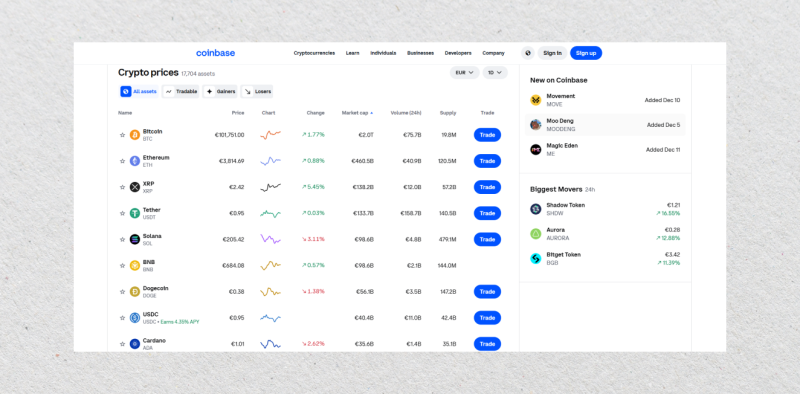 What is Coinbase interface