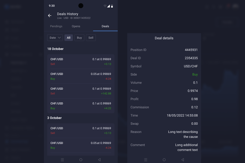 B2CORE transaction history