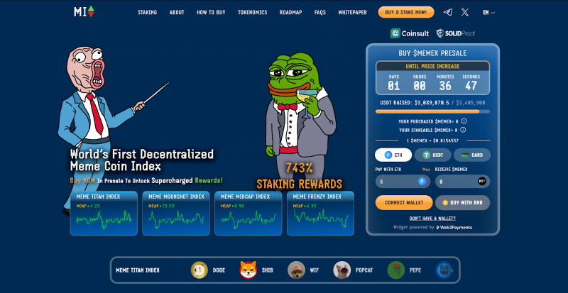 Meme Index ($MEMEX) website