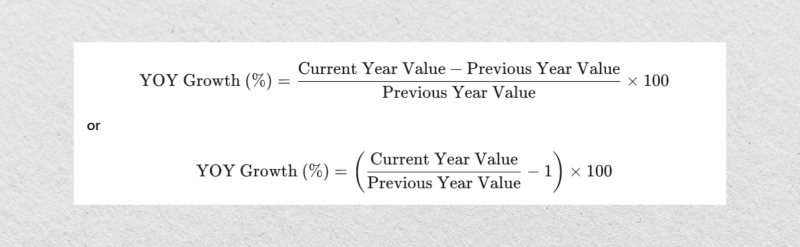 YoY formula