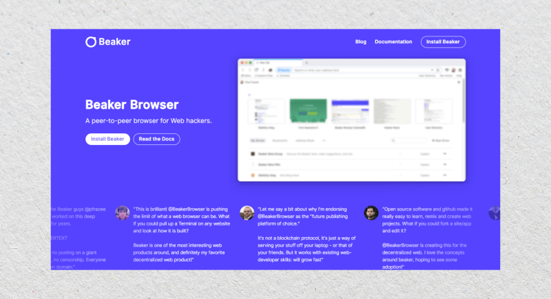 Beaker Browser site Beaker Browser site