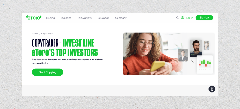 eToro CopyTrader website eToro CopyTrader website
