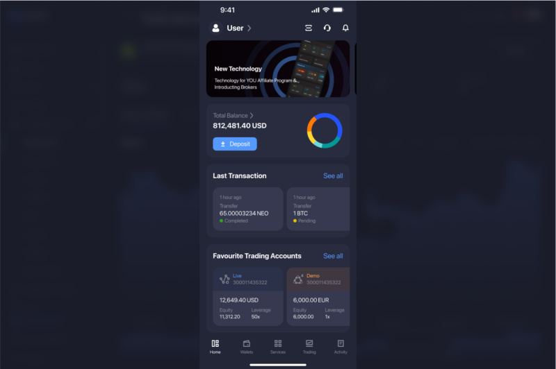 B2CORE iOS 1.29.0 favorite trading accounts widgets