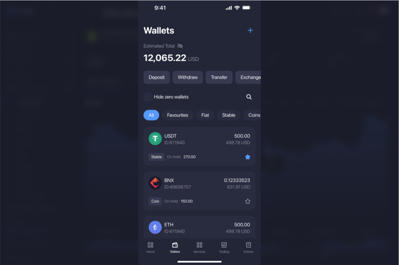 B2CORE iOS 1.29.0 wallet UI