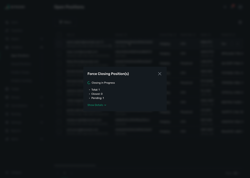 B2TRADER force-closing position UI